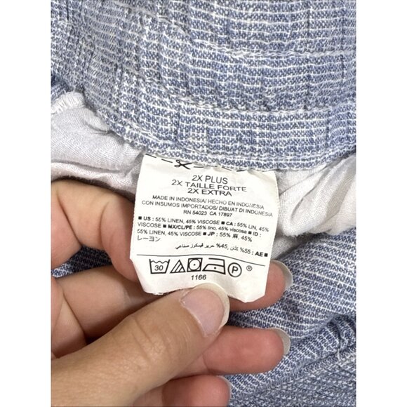 Old Navy Pants Womens Size 2X Pinstripe Linen Blend Wide Leg Drawstring Hippie - Picture 10 of 15